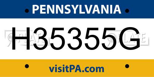 H35355G Pennsylvania License Plate