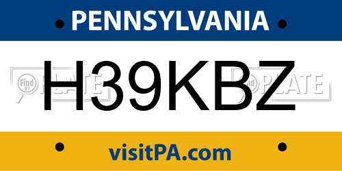 H39KBZ Pennsylvania License Plate