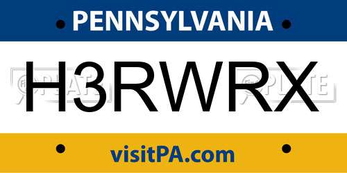 H3RWRX Pennsylvania License Plate