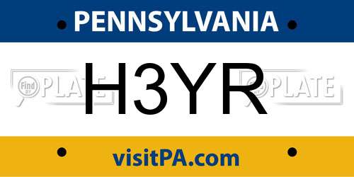 H3YR Pennsylvania License Plate