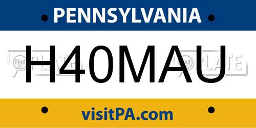 H40MAU Pennsylvania License Plate