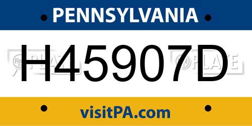H45907D Pennsylvania License Plate