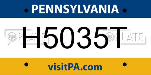 H5035T Pennsylvania License Plate