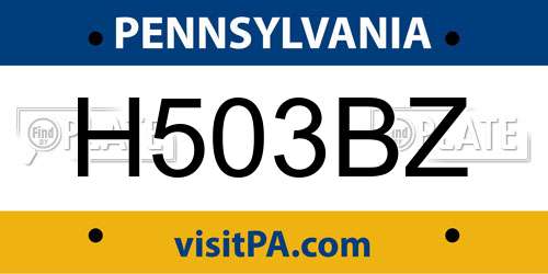 H503BZ Pennsylvania License Plate