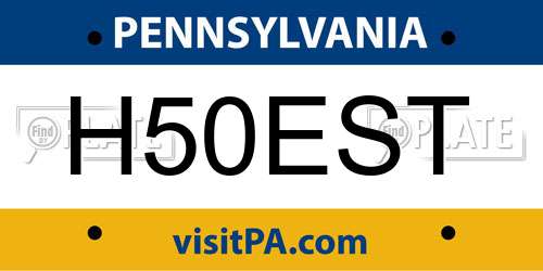 H50EST Pennsylvania License Plate