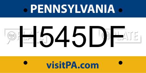 H545DF Pennsylvania License Plate