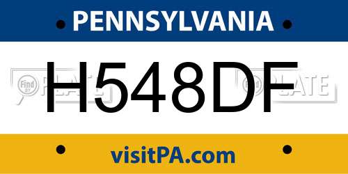 H548DF Pennsylvania License Plate