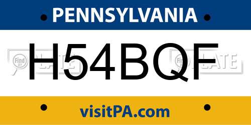 H54BQF Pennsylvania License Plate