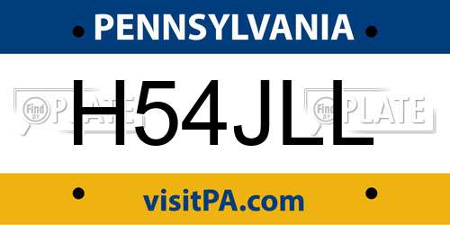 H54JLL Pennsylvania License Plate
