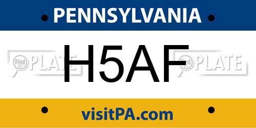 H5AF Pennsylvania License Plate