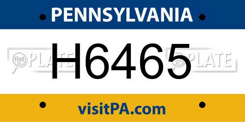 H6465 Pennsylvania License Plate