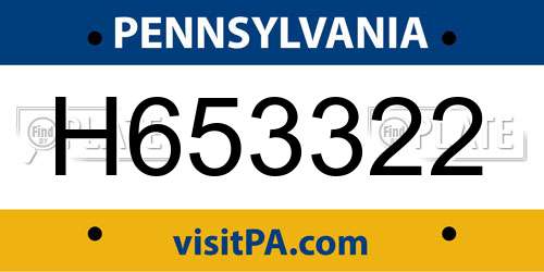 H653322 Pennsylvania License Plate