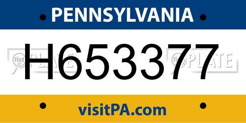 H653377 Pennsylvania License Plate