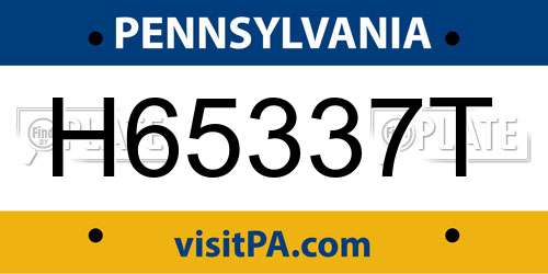 H65337T Pennsylvania License Plate