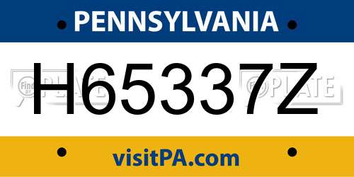 H65337Z Pennsylvania License Plate
