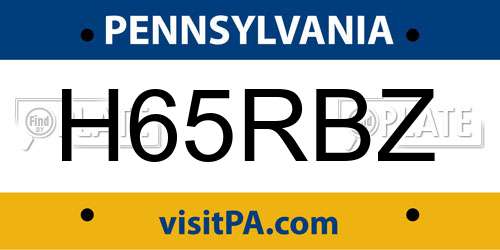 H65RBZ Pennsylvania License Plate
