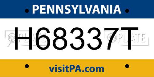 H68337T Pennsylvania License Plate