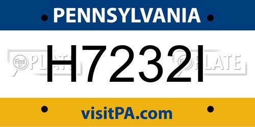 H7232I Pennsylvania License Plate