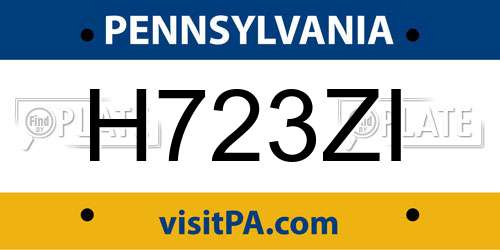 H723ZI Pennsylvania License Plate