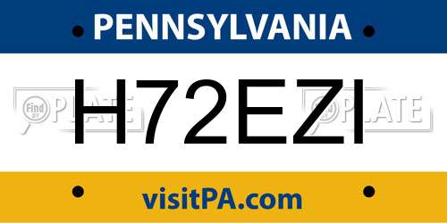 H72EZI Pennsylvania License Plate