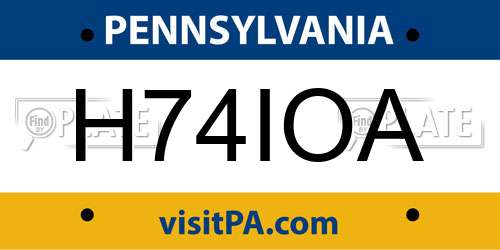 H74IOA Pennsylvania License Plate