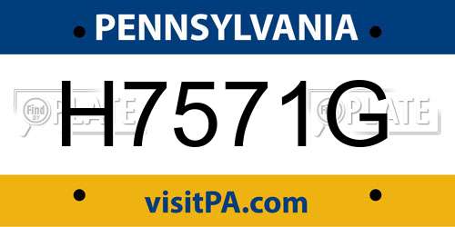 H7571G Pennsylvania License Plate