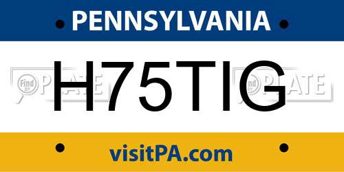H75TIG Pennsylvania License Plate
