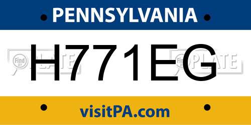 H771EG Pennsylvania License Plate