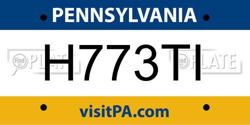 H773TI Pennsylvania License Plate