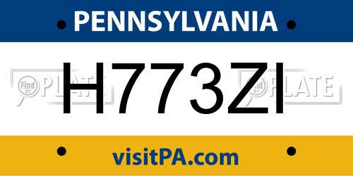 H773ZI Pennsylvania License Plate