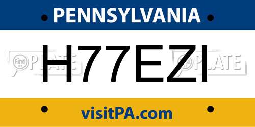 H77EZI Pennsylvania License Plate