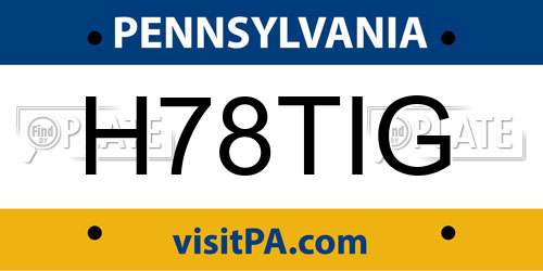 H78TIG Pennsylvania License Plate