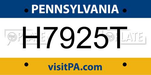 H7925T Pennsylvania License Plate