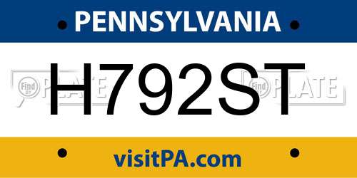 H792ST Pennsylvania License Plate