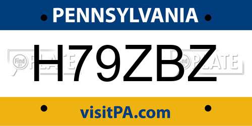 H79ZBZ Pennsylvania License Plate