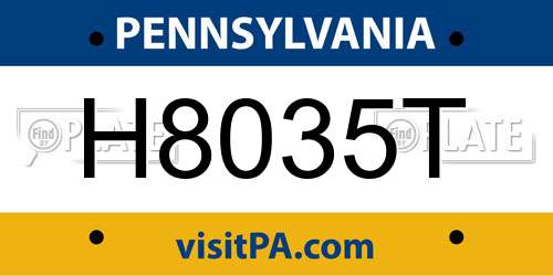 H8035T Pennsylvania License Plate