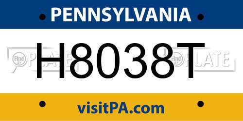 H8038T Pennsylvania License Plate