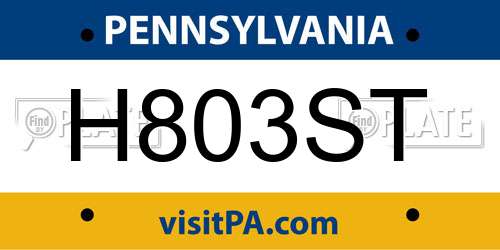 H803ST Pennsylvania License Plate