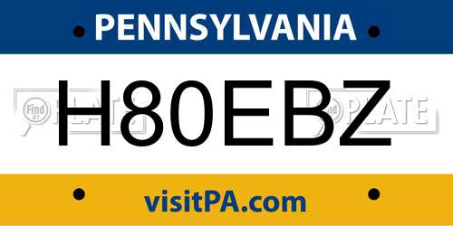 H80EBZ Pennsylvania License Plate