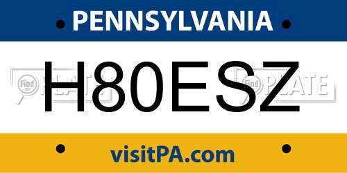 H80ESZ Pennsylvania License Plate