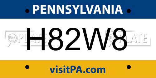 H82W8 Pennsylvania License Plate