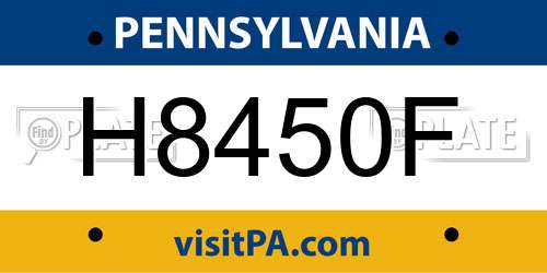 H8450F Pennsylvania License Plate