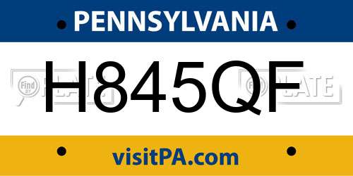 H845QF Pennsylvania License Plate