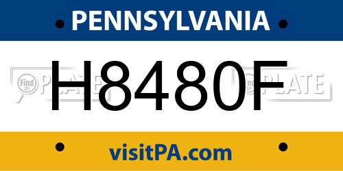 H8480F Pennsylvania License Plate
