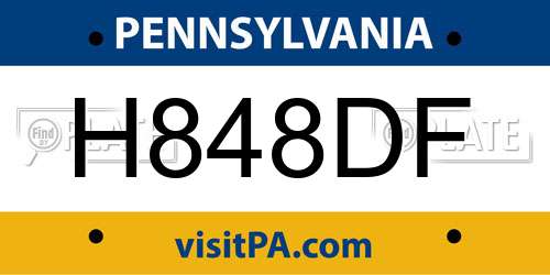 H848DF Pennsylvania License Plate