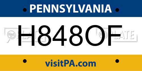 H848OF Pennsylvania License Plate