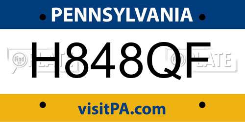 H848QF Pennsylvania License Plate