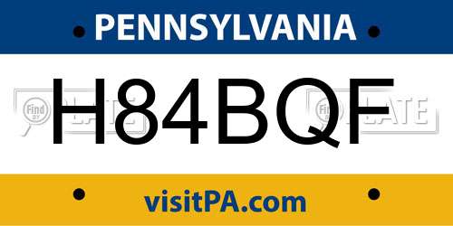H84BQF Pennsylvania License Plate