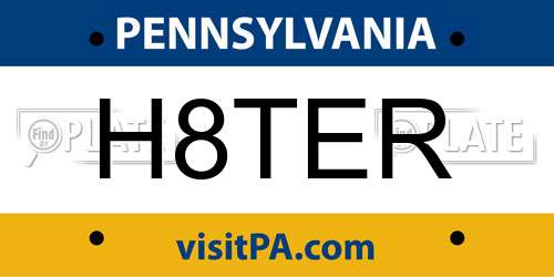 H8TER Pennsylvania License Plate