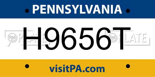 H9656T Pennsylvania License Plate
